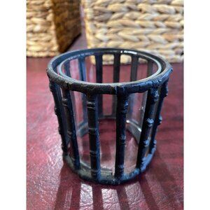 Metal Bamboo Caged with Glass Candle Holder This is a unique candle holder